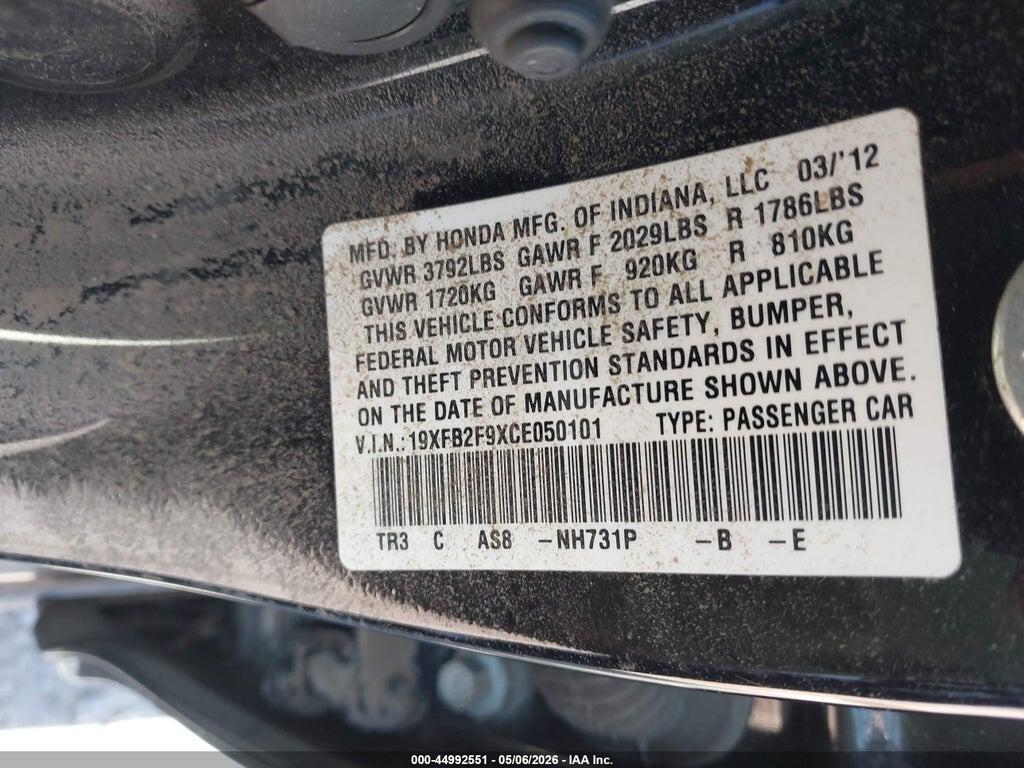 19XFB2F9XCE050101 2012 HONDA CIVIC photo no. 9