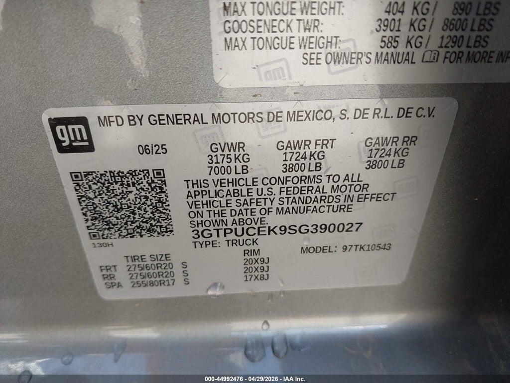 3GTPUCEK9SG390027 2025 GMC SIERRA 1500 photo no. 9