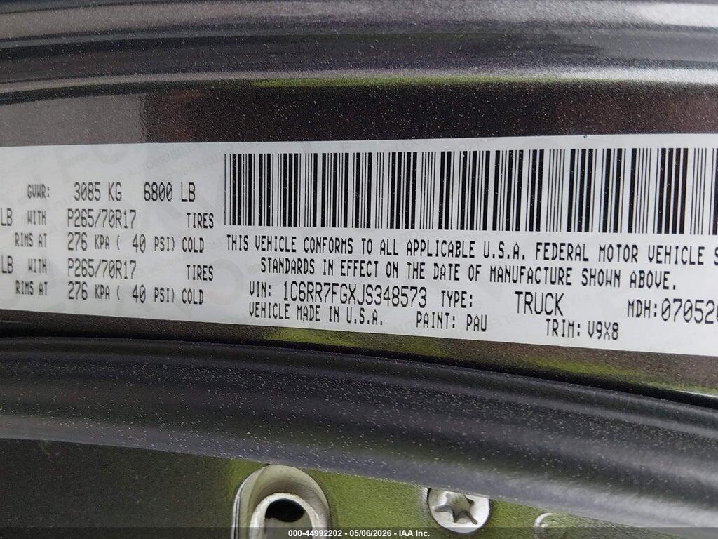 1C6RR7FGXJS348573 2018 RAM 1500 photo no. 9