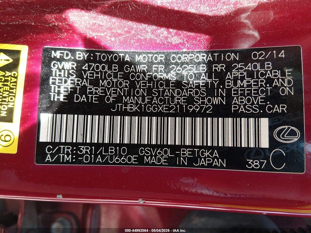 JTHBK1GGXE2119972 2014 LEXUS ES 350 photo no. 9