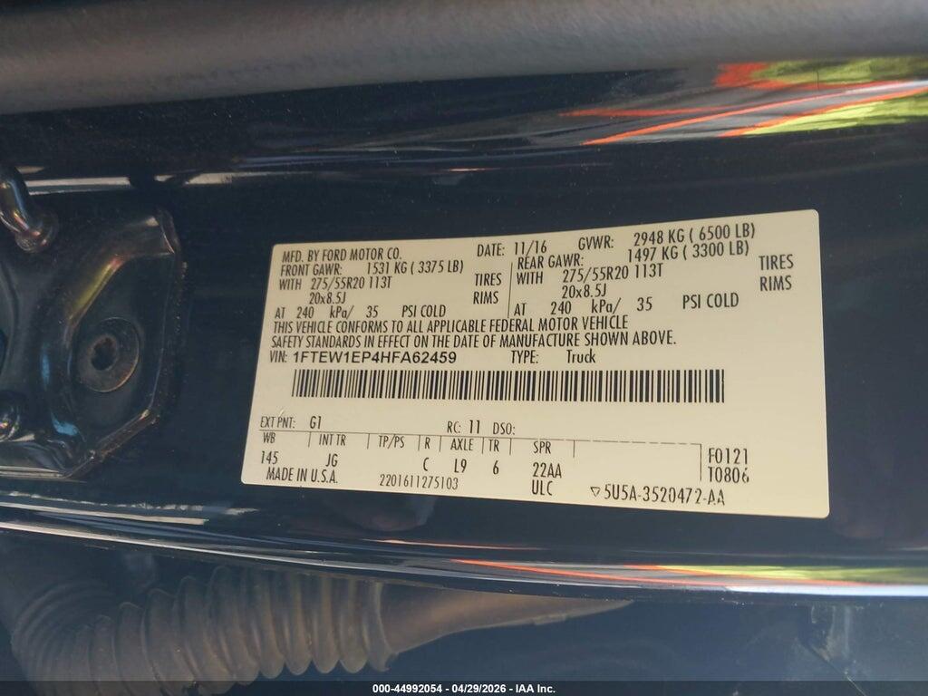1FTEW1EP4HFA62459 2017 FORD F-150 photo no. 9