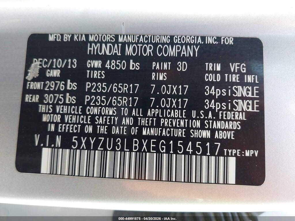 5XYZU3LBXEG154517 2014 HYUNDAI SANTA FE SPORT photo no. 9
