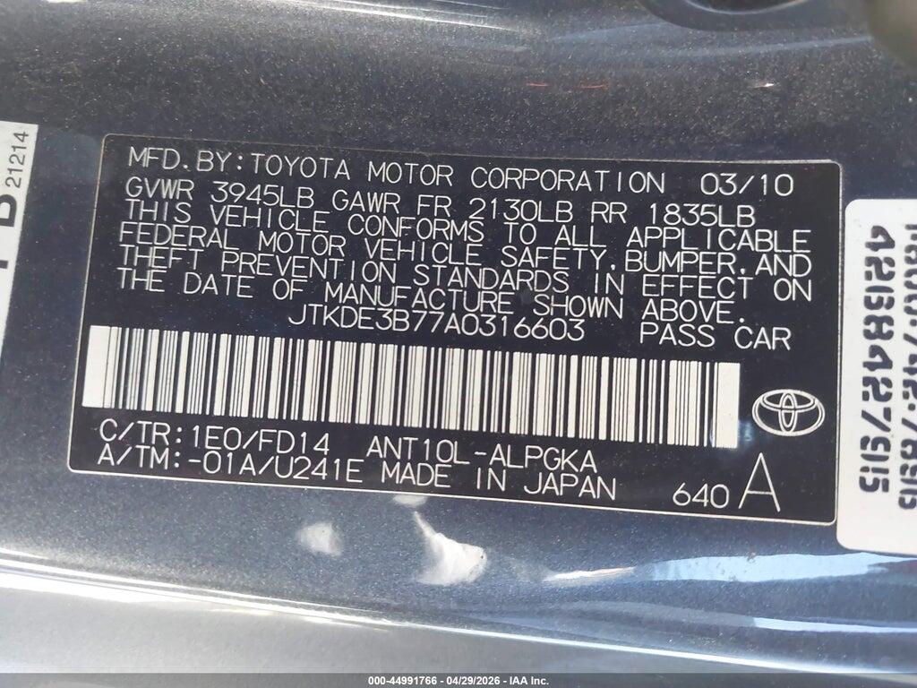 JTKDE3B77A0316603 2010 SCION TC photo no. 9