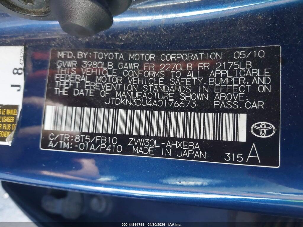 JTDKN3DU4A0176673 2010 TOYOTA PRIUS photo no. 9