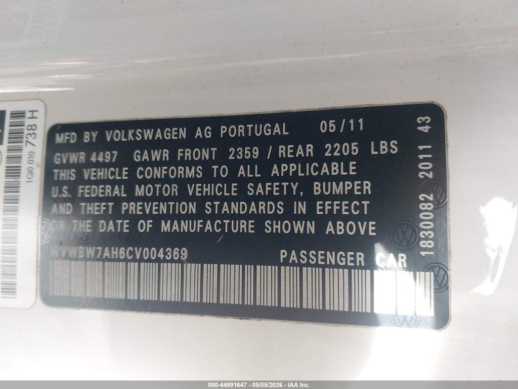 WVWBW7AH6CV004369 2012 VOLKSWAGEN EOS photo no. 9