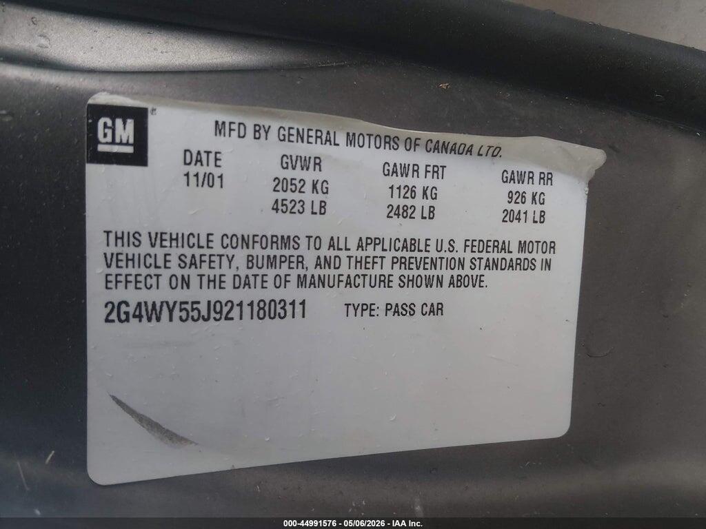2G4WY55J921180311 2002 BUICK CENTURY photo no. 9