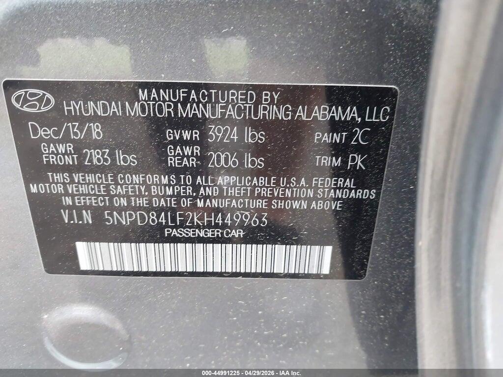 5NPD84LF2KH449963 2019 HYUNDAI ELANTRA photo no. 9
