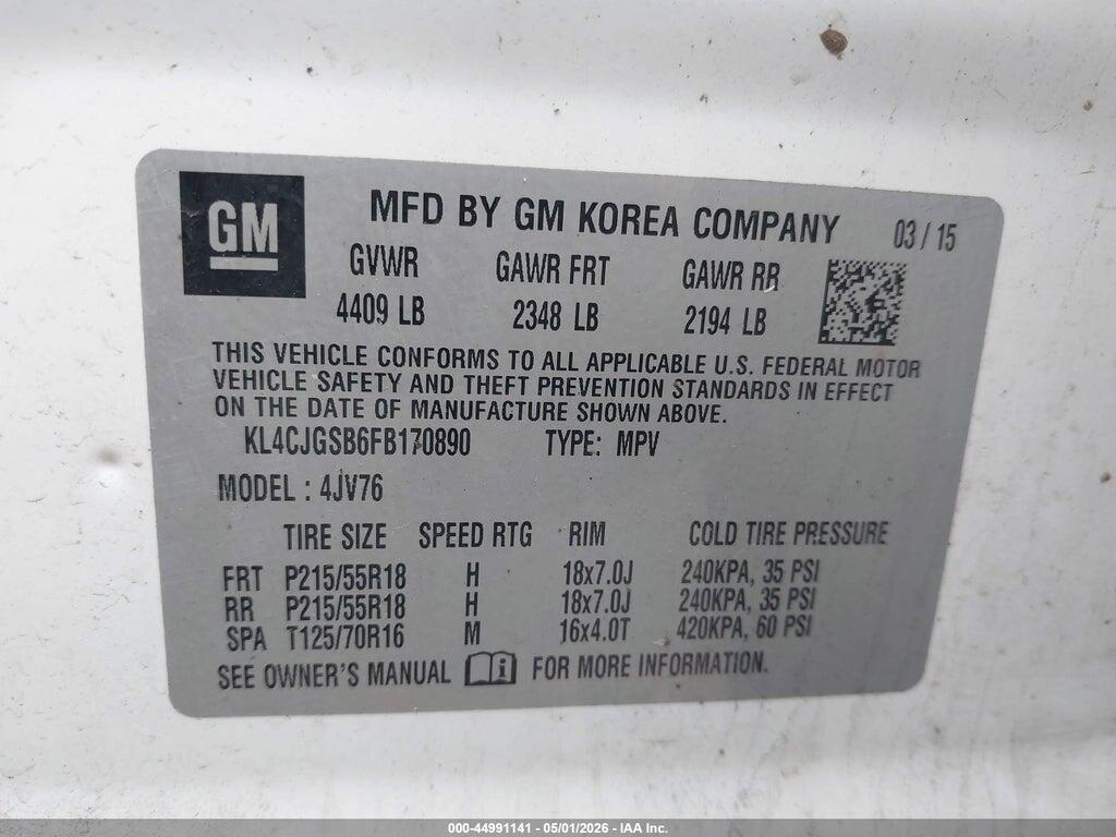 KL4CJGSB6FB170890 2015 BUICK ENCORE photo no. 9