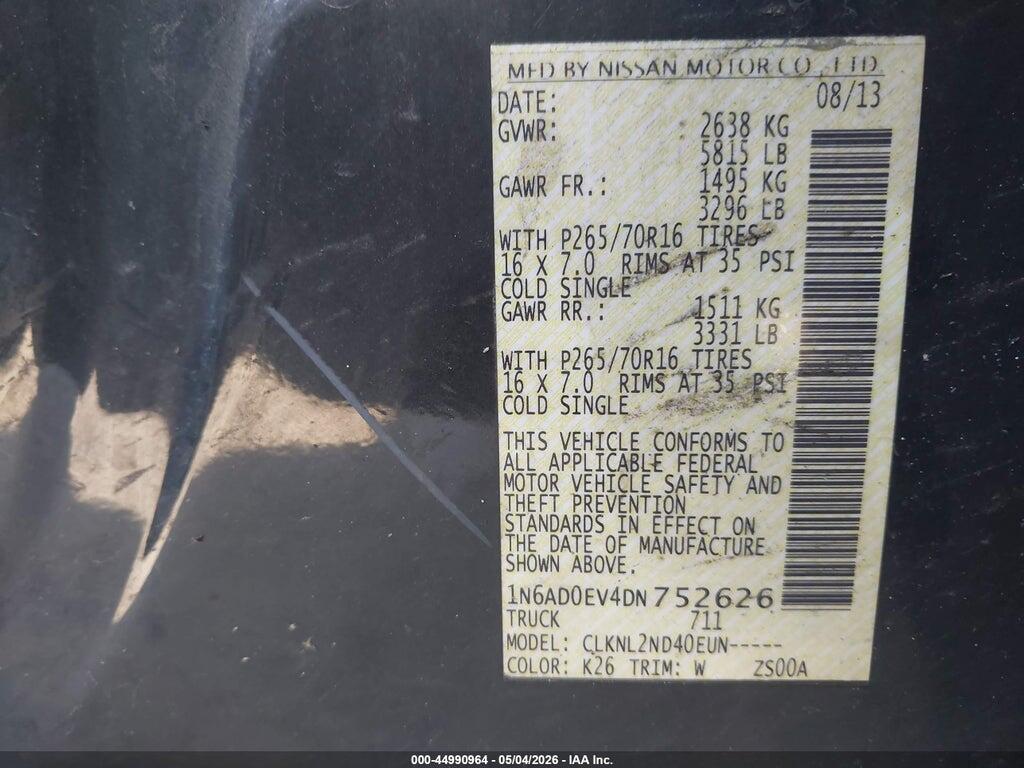 1N6AD0EV4DN752626 2013 NISSAN FRONTIER photo no. 9
