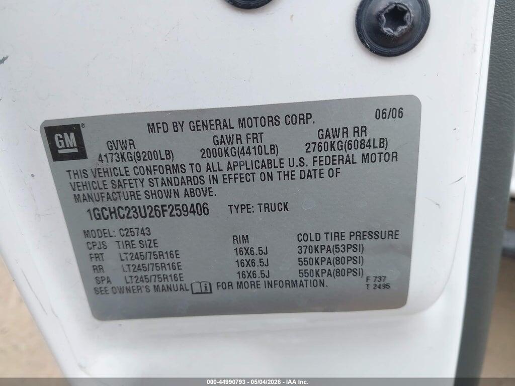 1GCHC23U26F259406 2006 CHEVROLET SILVERADO 2500HD photo no. 9