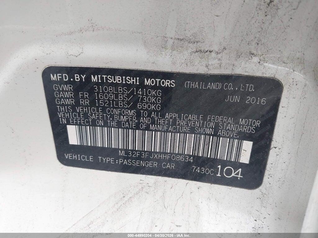 ML32F3FJXHHF08634 2017 MITSUBISHI MIRAGE G4 photo no. 9