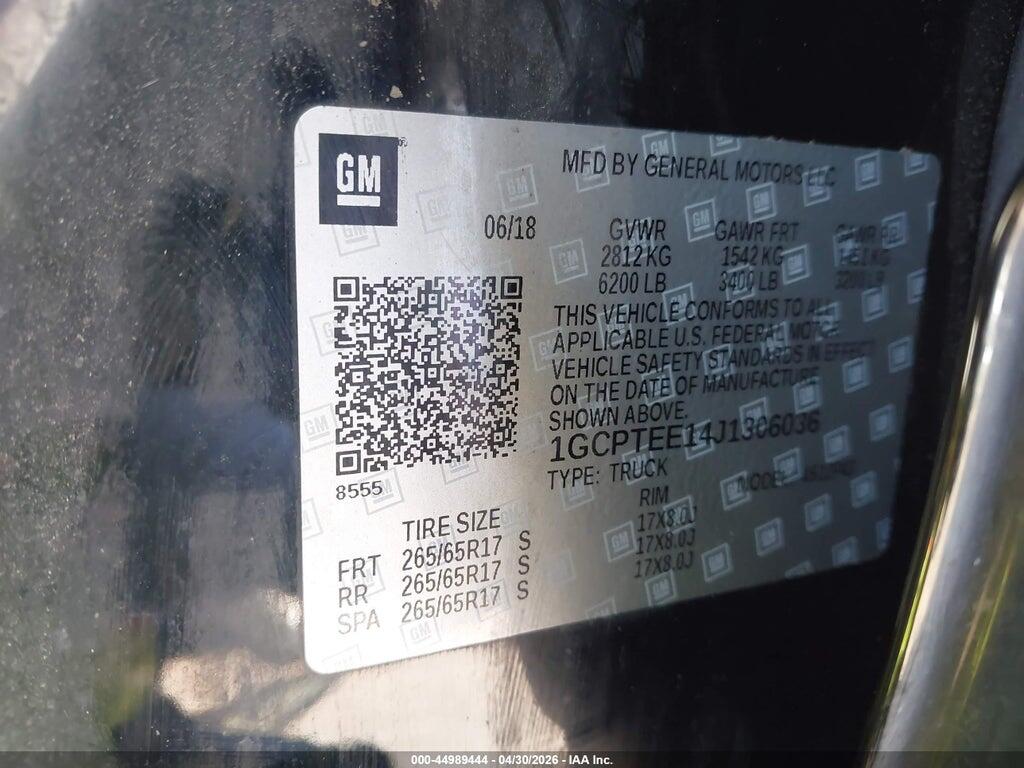1GCPTEE14J1306036 2018 CHEVROLET COLORADO photo no. 9