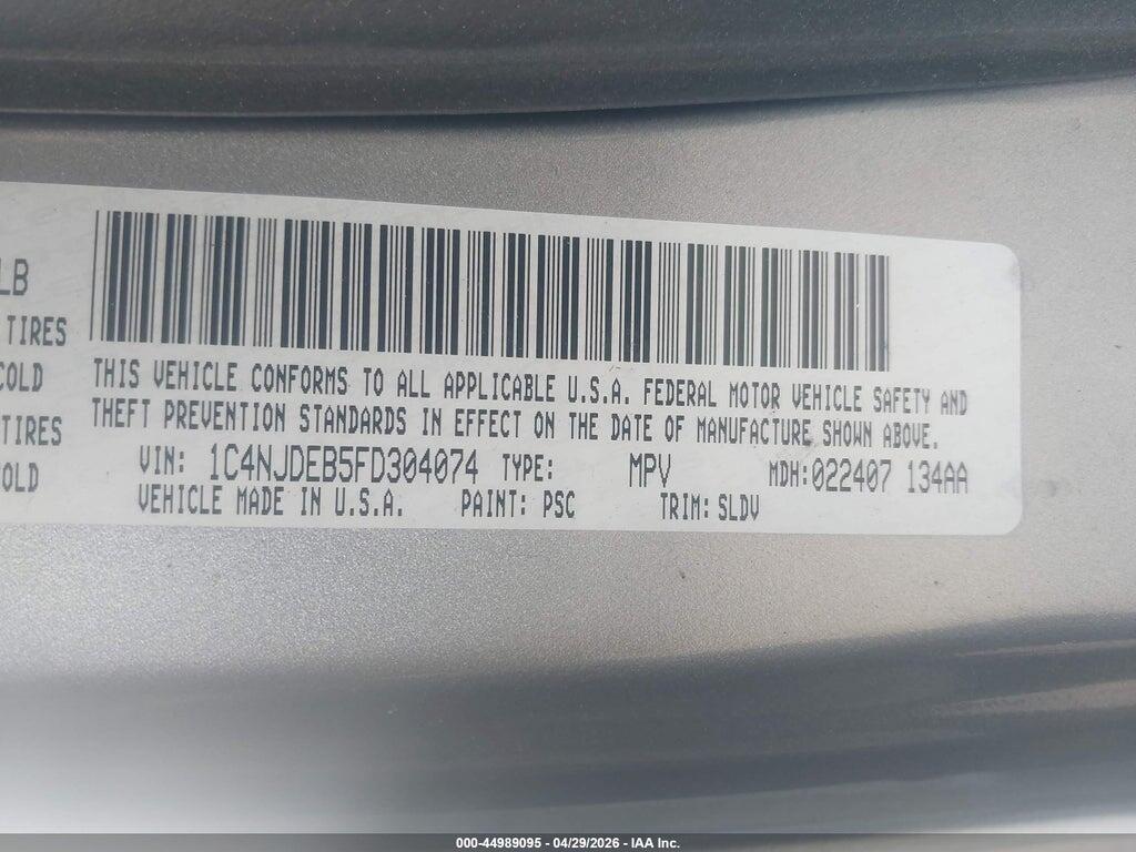 1C4NJDEB5FD304074 2015 JEEP COMPASS photo no. 9