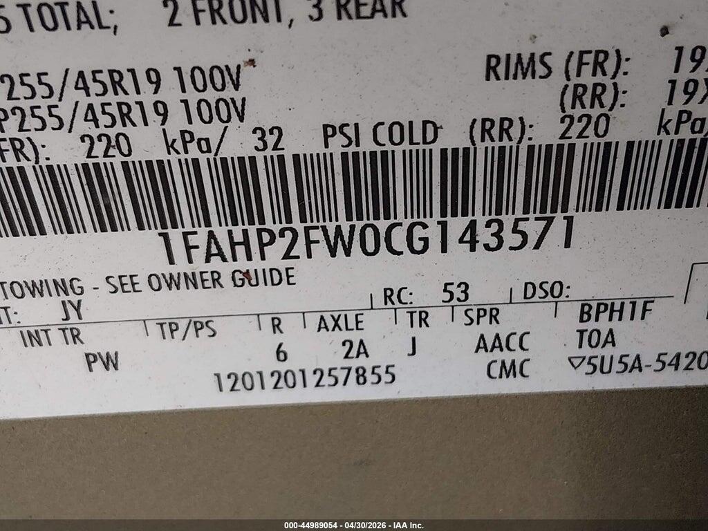 1FAHP2FW0CG143571 2012 FORD TAURUS photo no. 9