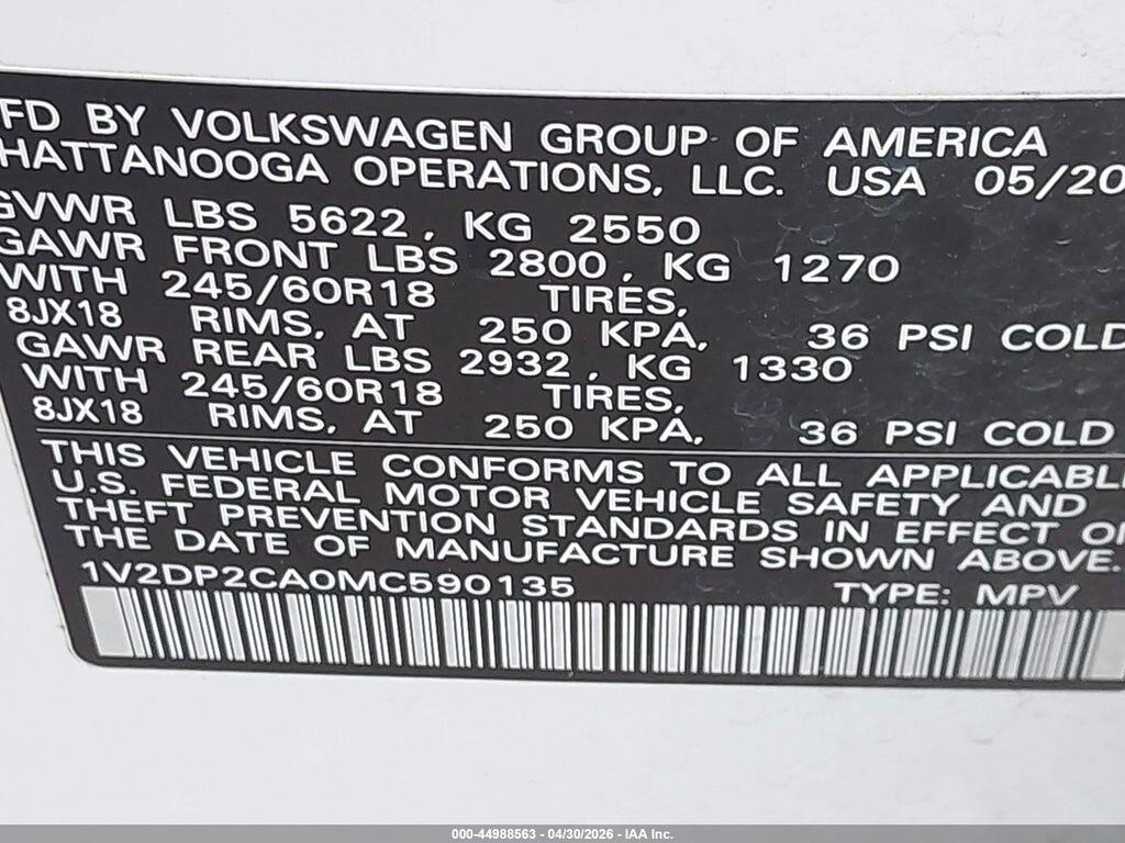 1V2DP2CA0MC590135 2021 VOLKSWAGEN ATLAS photo no. 9