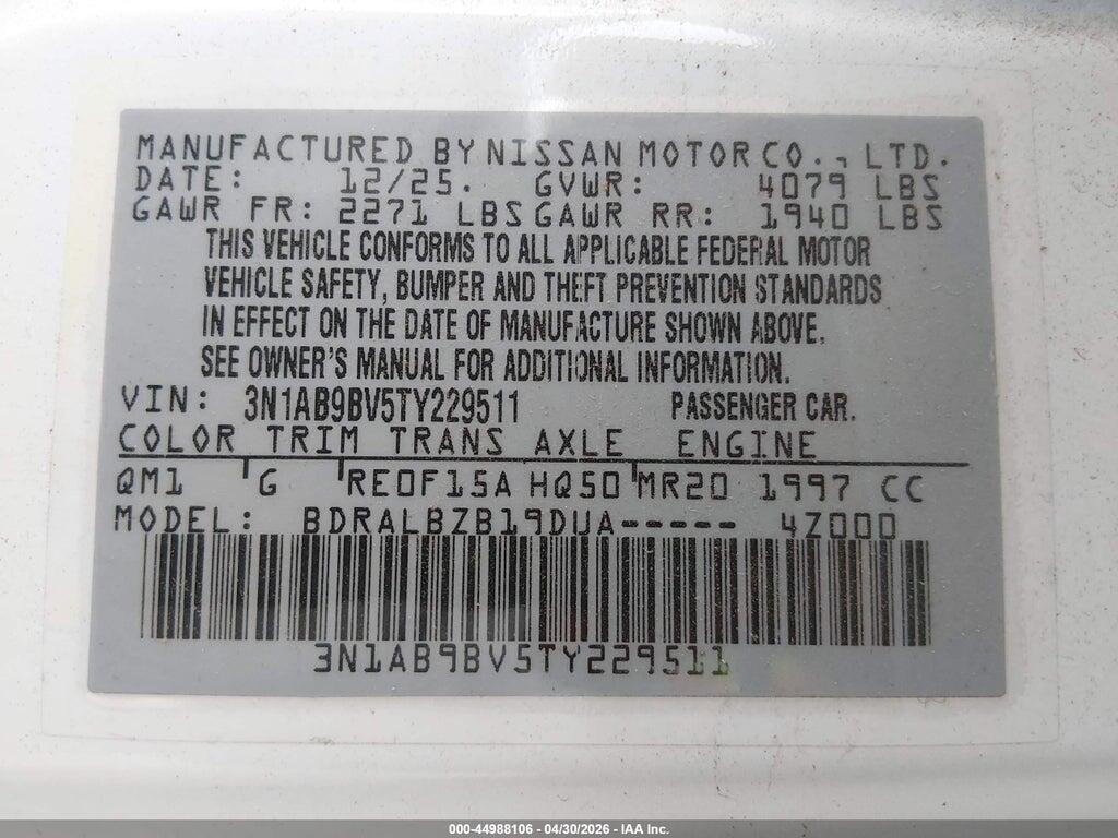 3N1AB9BV5TY229511 2026 NISSAN SENTRA photo no. 9