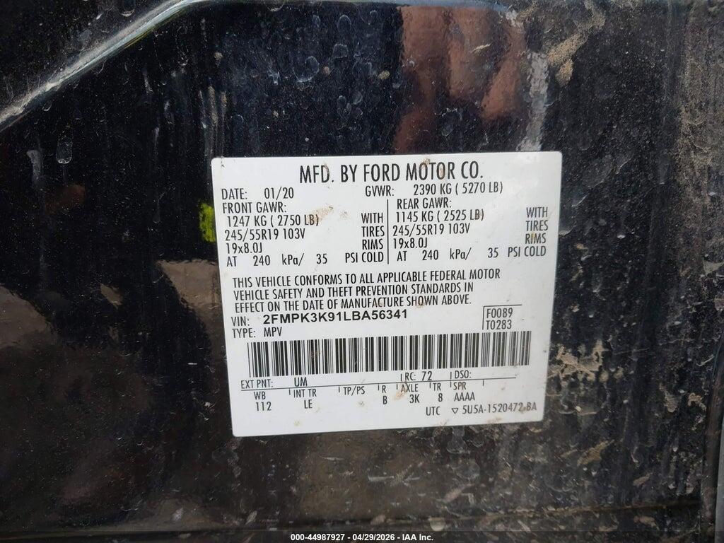 2FMPK3K91LBA56341 2020 FORD EDGE photo no. 9