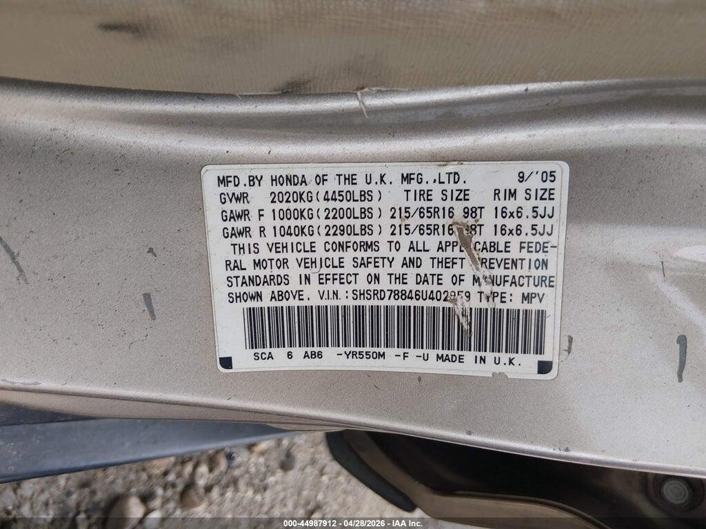 SHSRD788464402959 2006 HONDA CR-V photo no. 9