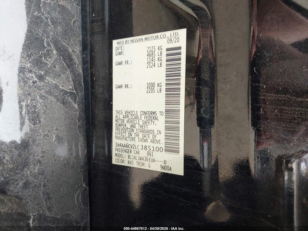 1N4AA6CV2LC385100 2020 NISSAN MAXIMA photo no. 9