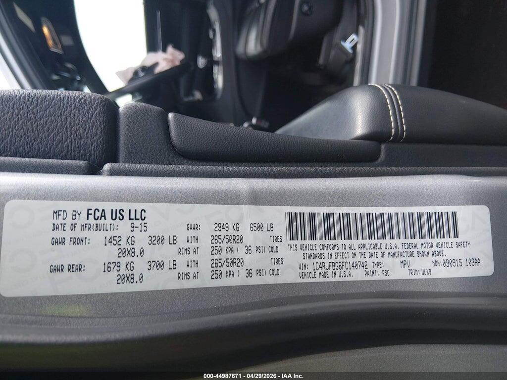 1C4RJFBG6FC140742 2015 JEEP GRAND CHEROKEE photo no. 9