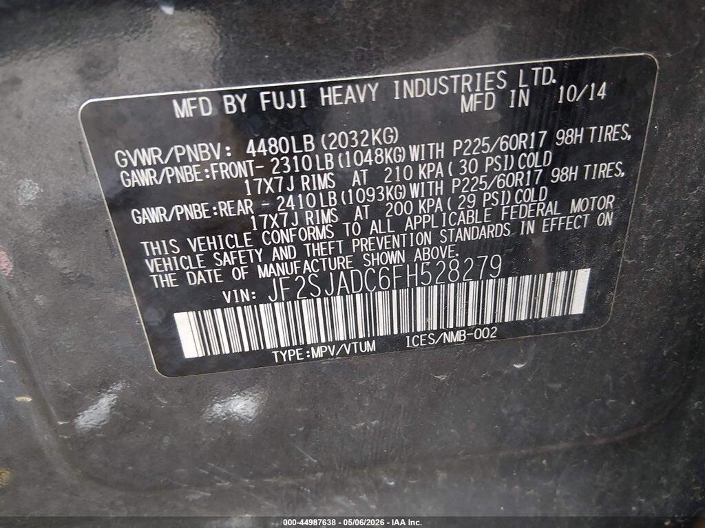 JF2SJADC6FH528279 2015 SUBARU FORESTER photo no. 9