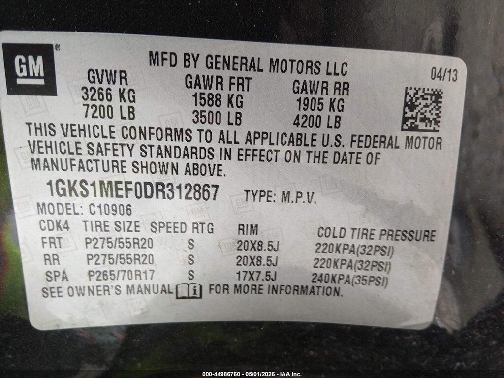 1GKS1MEF0DR312867 2013 GMC YUKON XL 1500 photo no. 9