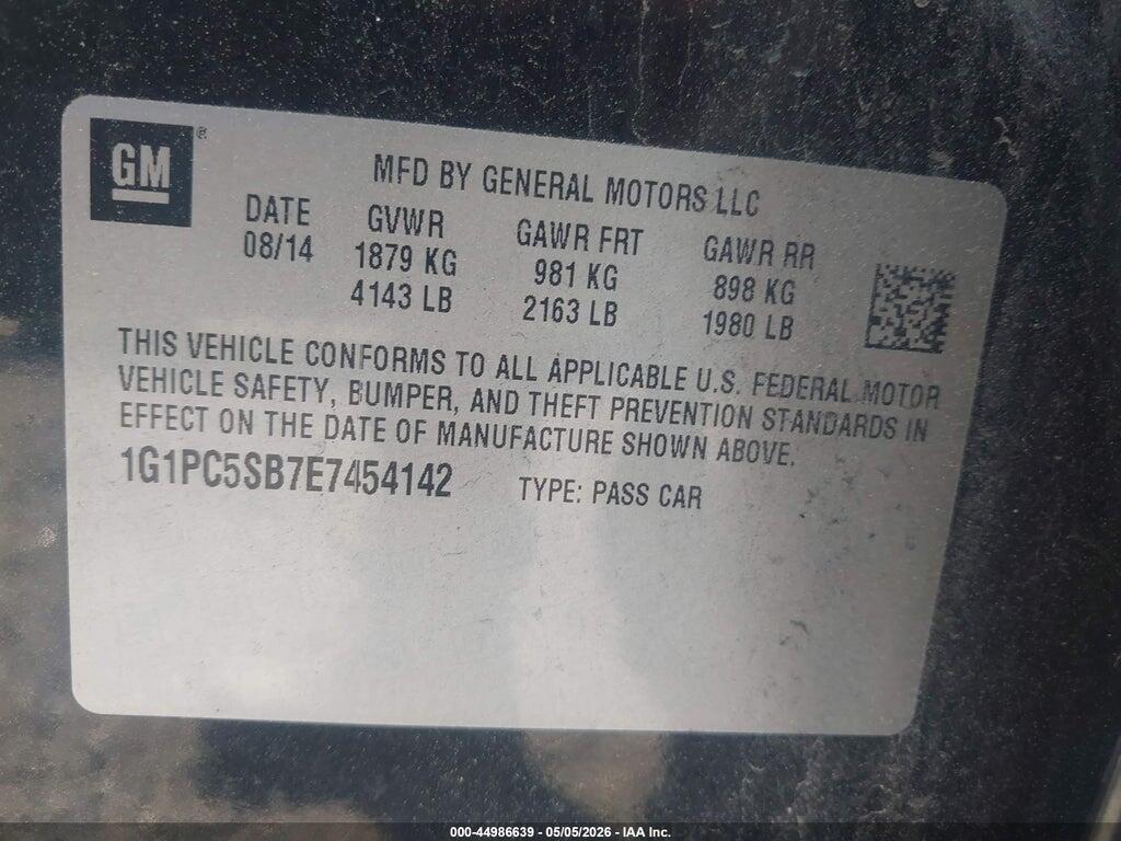 1G1PC5SB7E7454142 2014 CHEVROLET CRUZE photo no. 9