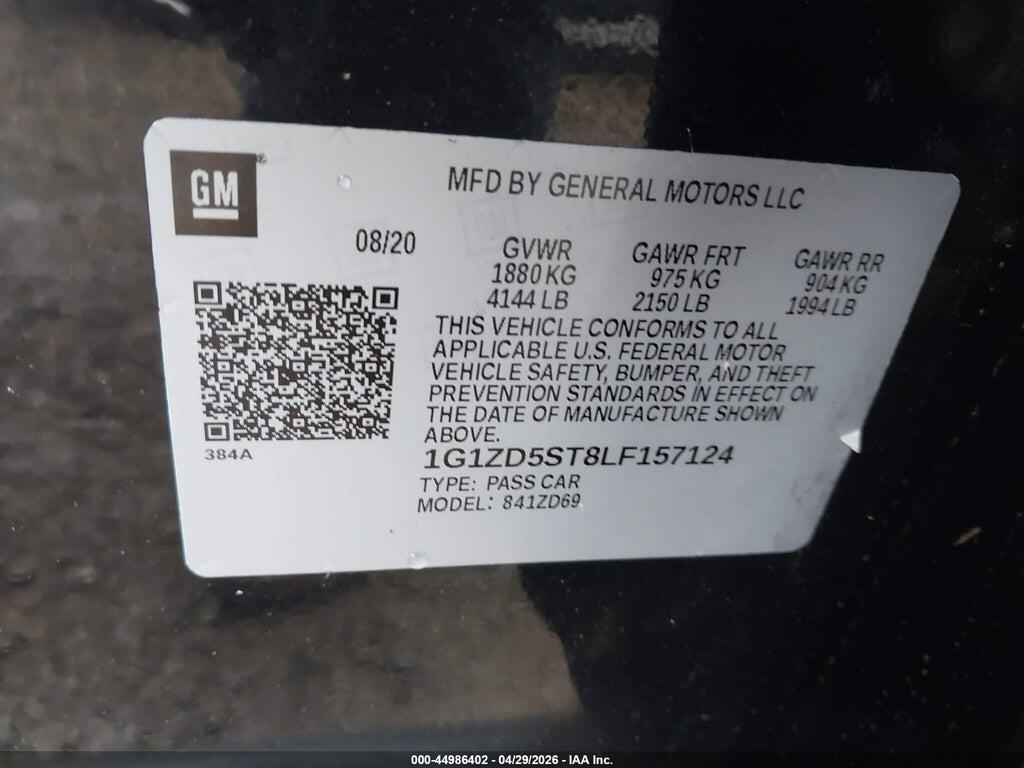 1G1ZD5ST8LF157124 2020 CHEVROLET MALIBU photo no. 9