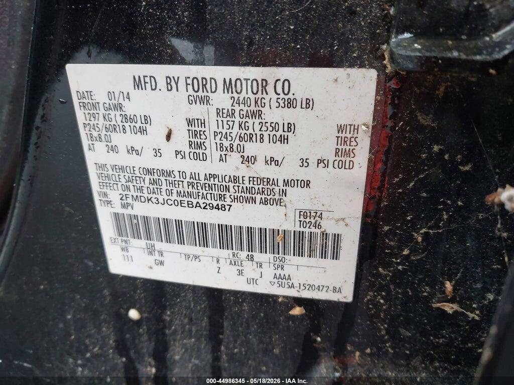 2FMDK3JC0EBA29487 2014 FORD EDGE photo no. 9