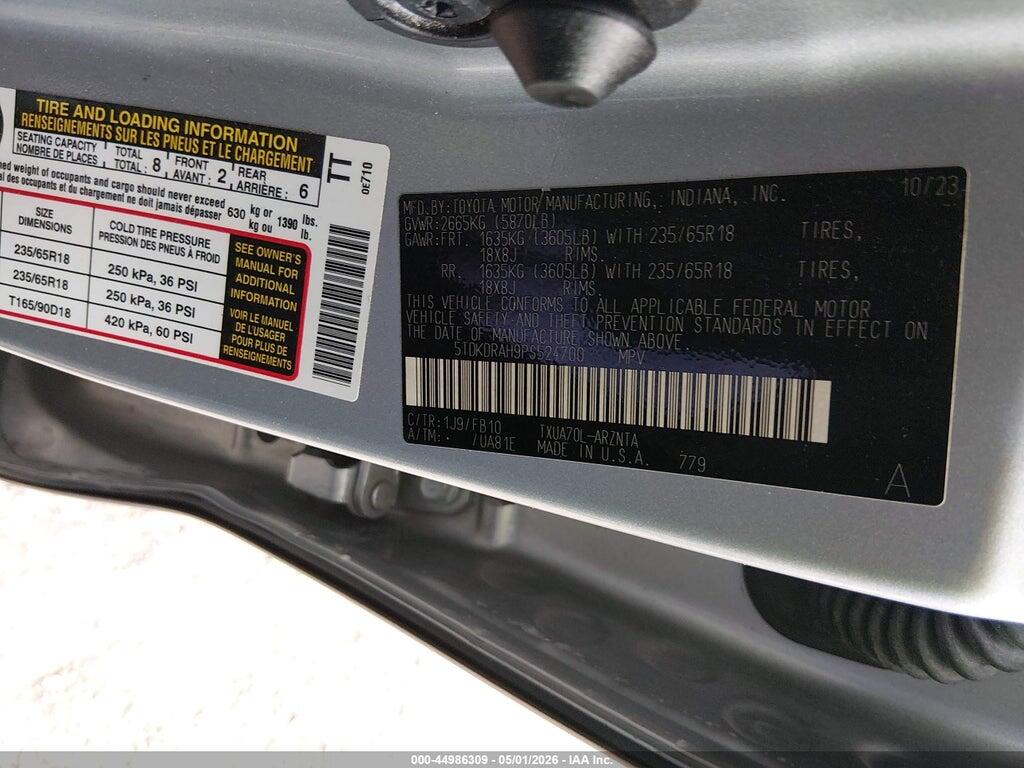 5TDKDRAH9PS524700 2023 TOYOTA HIGHLANDER photo no. 9