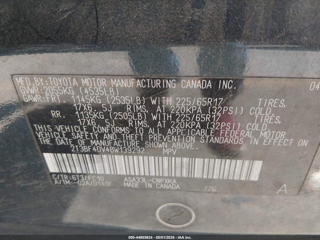 2T3BF4DV4BW139292 2011 TOYOTA RAV4 photo no. 9