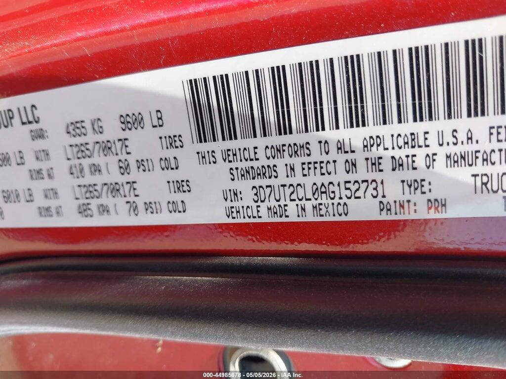 3D7UT2CL0AG152731 2010 DODGE RAM 2500 photo no. 9