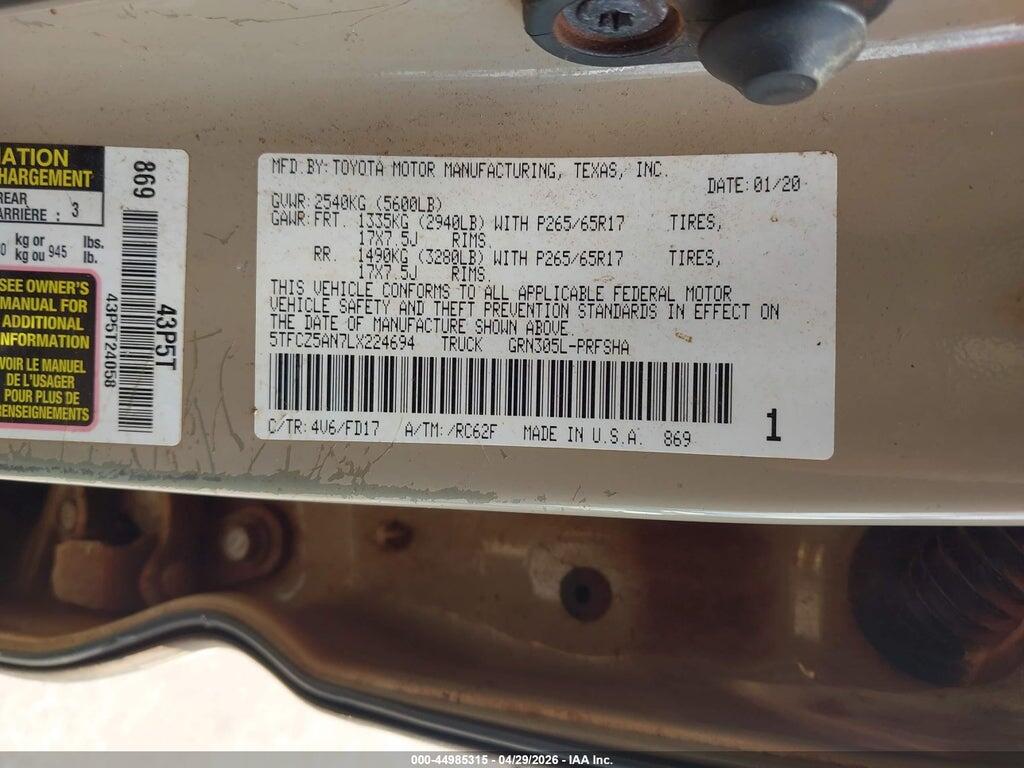 5TFCZ5AN7LX224694 2020 TOYOTA TACOMA photo no. 9