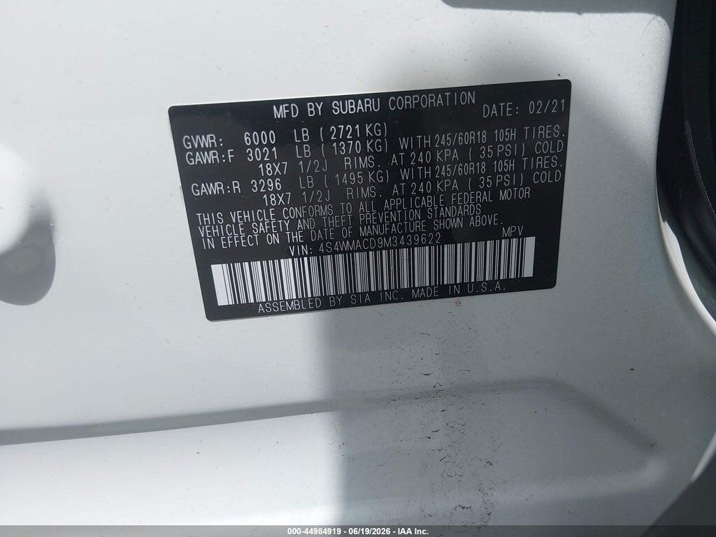 4S4WMACD9M3439622 2021 SUBARU ASCENT photo no. 9