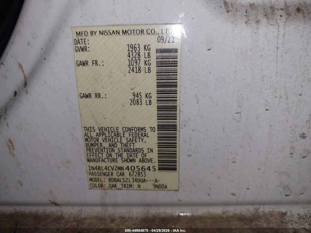 1N4BL4CV2MN405645 2021 NISSAN ALTIMA photo no. 9