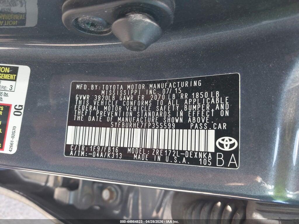 5YFBURHE7FP355599 2015 TOYOTA COROLLA photo no. 9