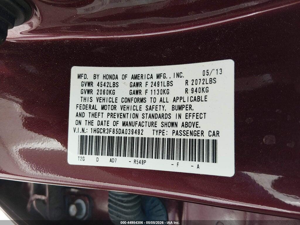 1HGCR3F85DA039492 2013 HONDA ACCORD photo no. 9