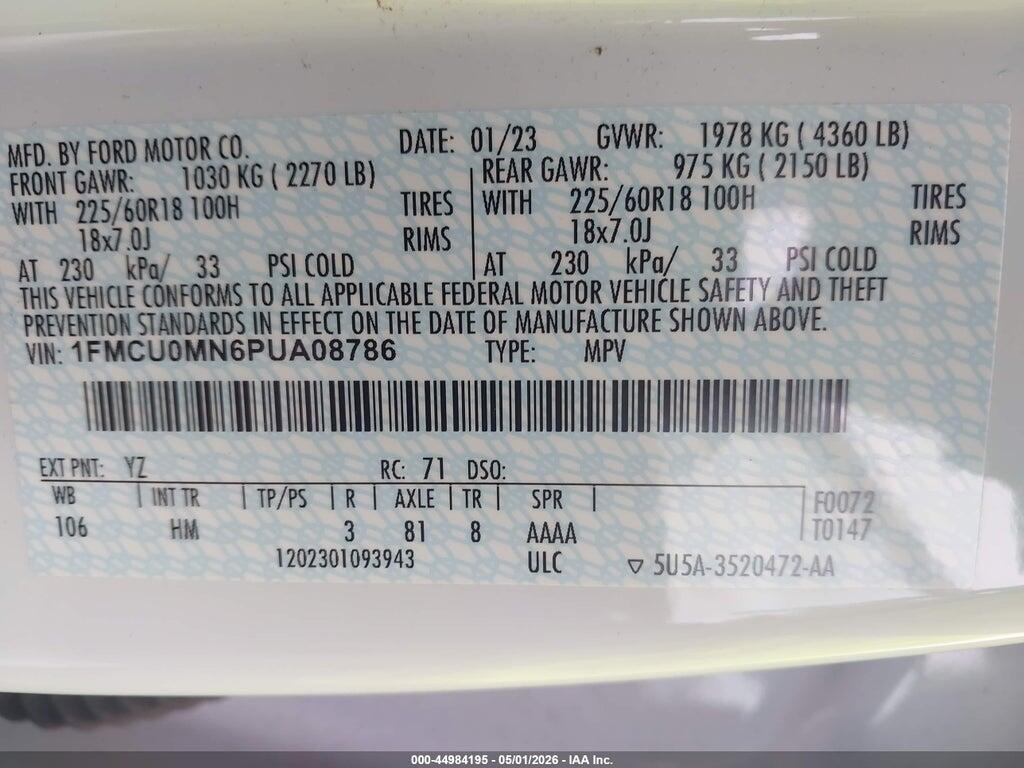 1FMCU0MN6PUA08786 2023 FORD ESCAPE photo no. 9