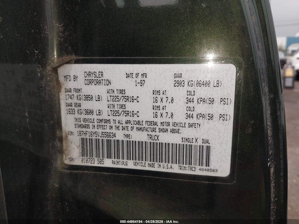 1B7HF16Y5VJ556634 1997 DODGE RAM 1500 photo no. 9