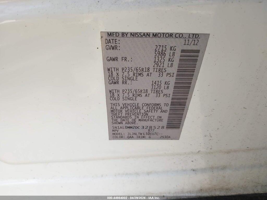 5N1AL0MM2DC328528 2013 INFINITI JX35 photo no. 9