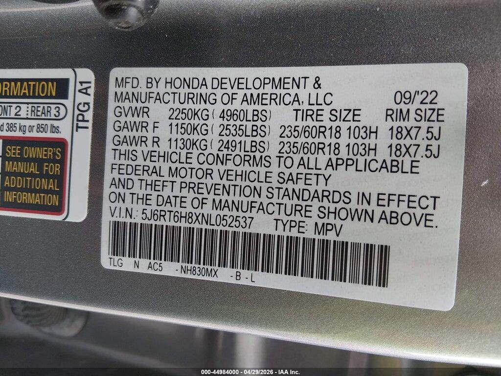 5J6RT6H8XNL052537 2022 HONDA CR-V HYBRID photo no. 9