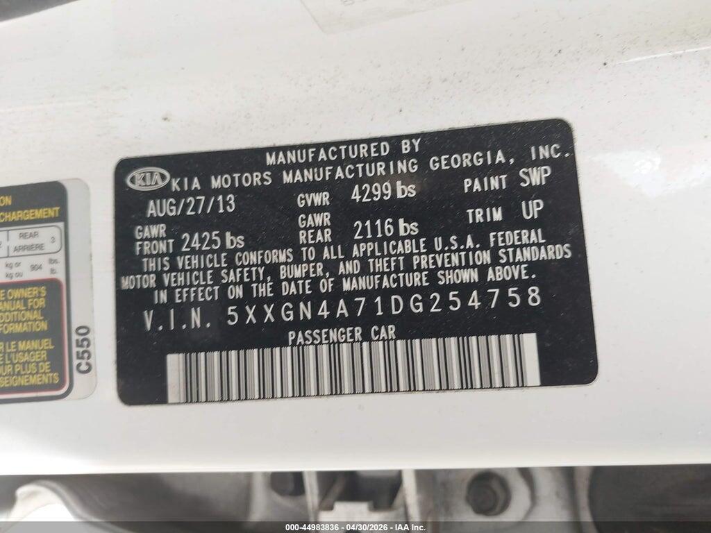 5XXGN4A71DG254758 2013 KIA OPTIMA photo no. 9