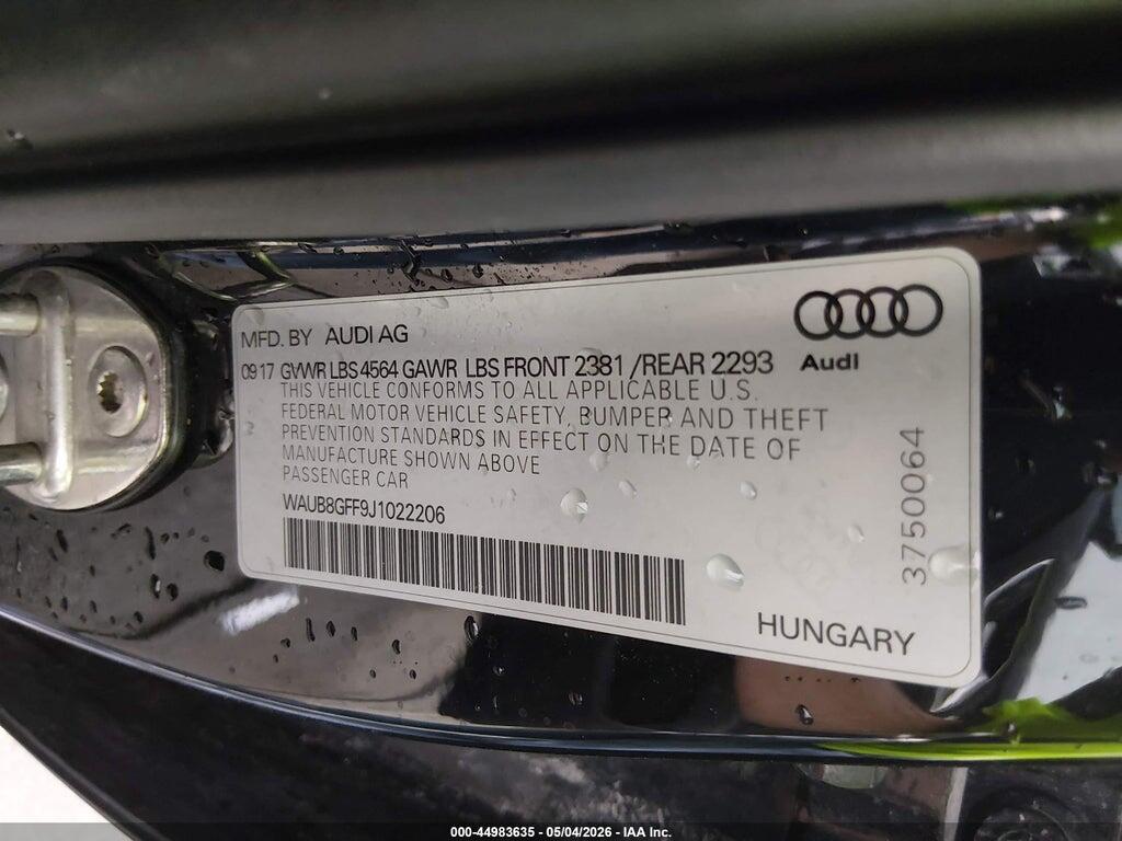 WAUB8GFF9J1022206 2018 AUDI A3 photo no. 9
