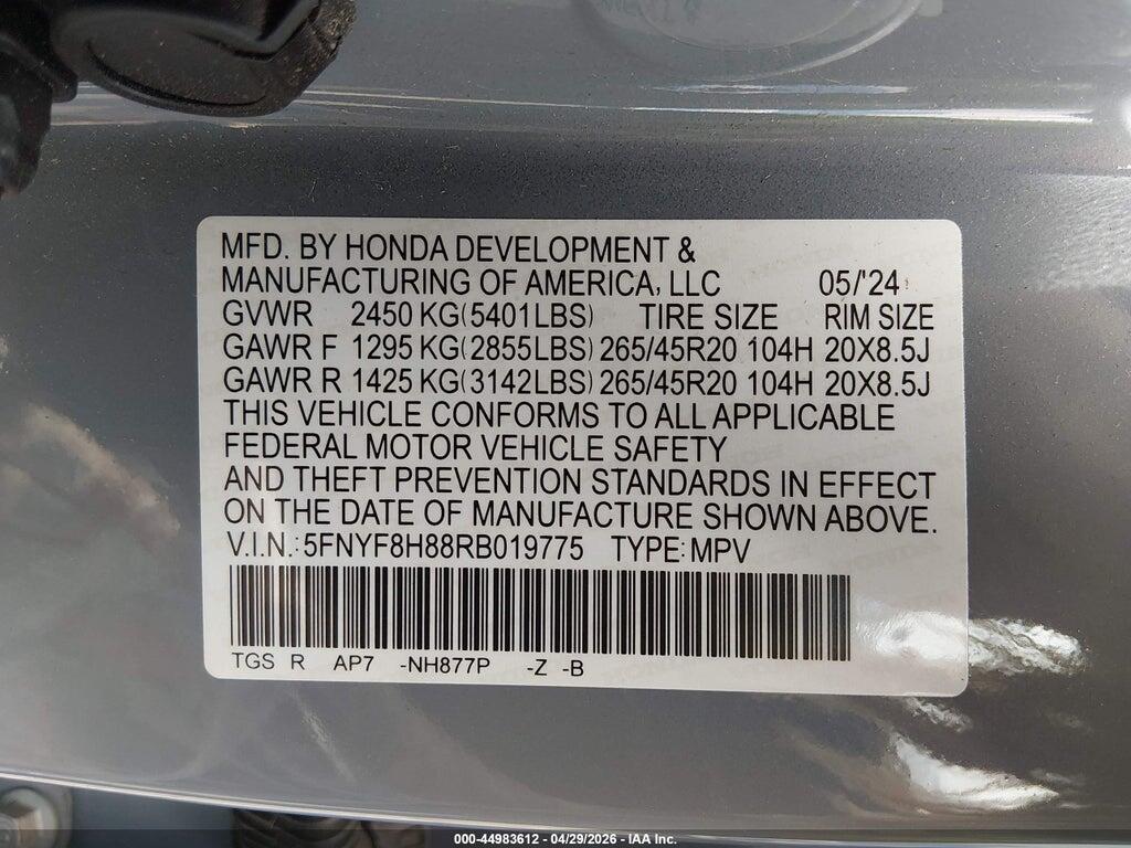 5FNYF8H88RB019775 2024 HONDA PASSPORT photo no. 9