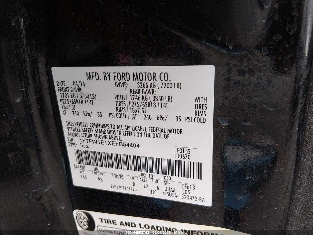 1FTFW1ETXEFB54494 2014 FORD F-150 photo no. 9