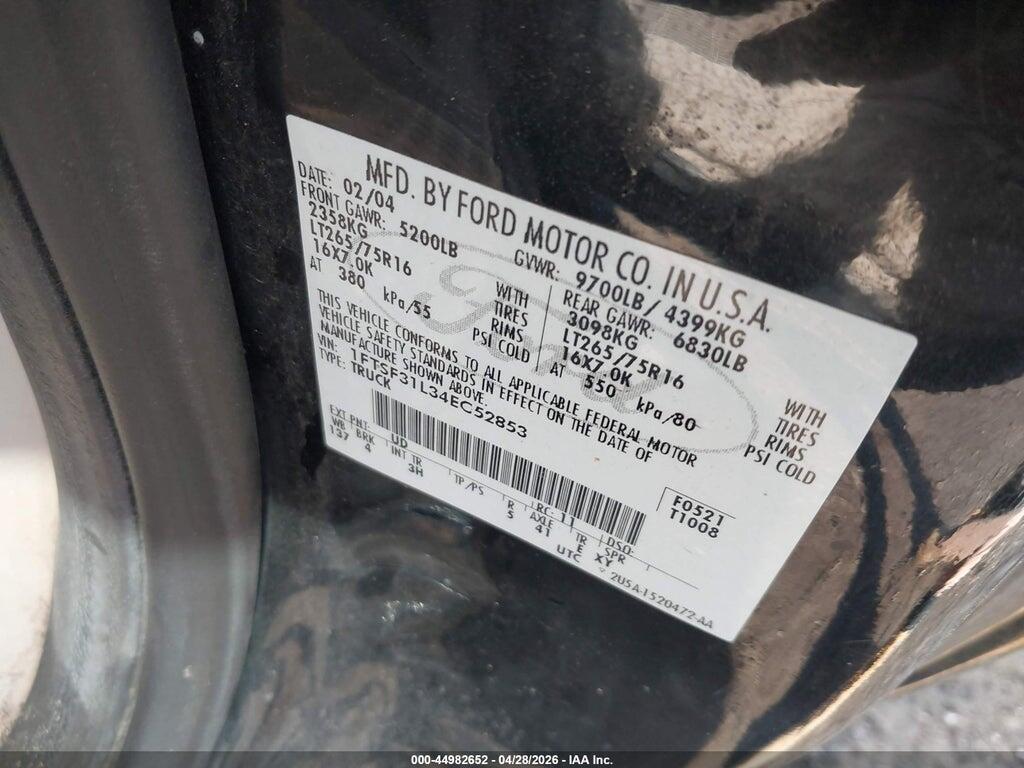 1FTSF31L34EC52853 2004 FORD F-350 photo no. 9