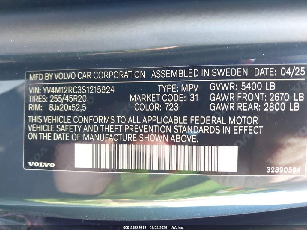 YV4M12RC3S1215924 2025 VOLVO XC60 photo no. 9