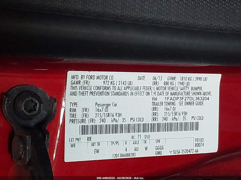 1FADP3F27DL363204 2013 FORD FOCUS photo no. 9