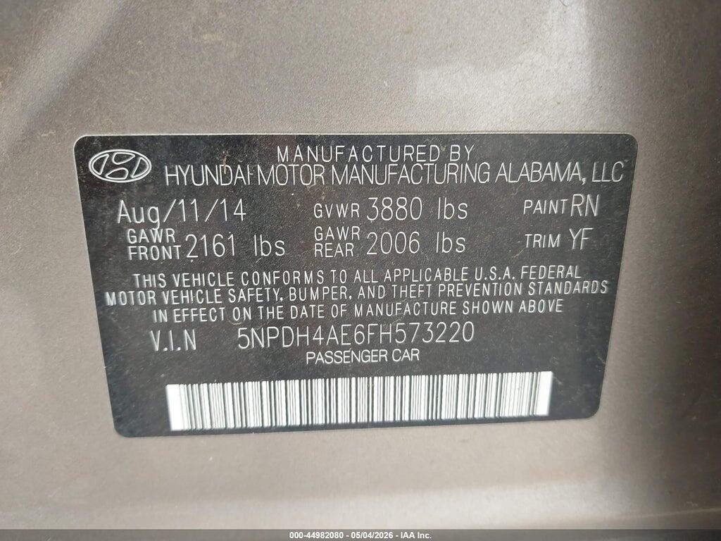 5NPDH4AE6FH573220 2015 HYUNDAI ELANTRA photo no. 9