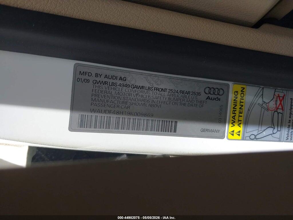 WAUDF48H19K009869 2009 AUDI A4 photo no. 9